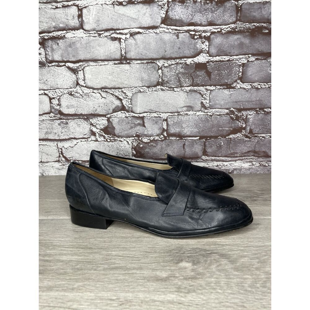 Barker Flex Fine English Shoes Navy Blue Leather Loafers Women Sz 7AA US/37.5EU - Picture 3 of 16